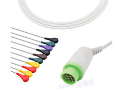 A1043-EE0 GE câble EKG Compatible avec les soins de santé rond 12 broches 10KΩ IEC Snap