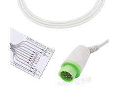 A1043-EE1 GE câble EKG Compatible avec les soins de santé rond 12 broches 10KΩ AHA Snap