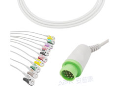 A2043-EE0 GE soins de santé Compatible EKG câble rond 12 broches 10KΩ IEC agrafe