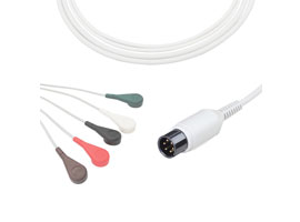 Câble ECG à connexion directe Compatible AAMI de A5037-EC1 5 fils, AHA 6pin