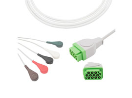 Câble ECG à connexion directe Compatible GE Marquette de A5056-EC1 5 fils, AHA 11pin
