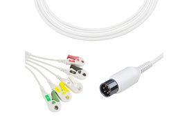 Câble ECG à connexion directe Compatible AAMI de A5137-EC0 pince à 5 fils, IEC 6pin