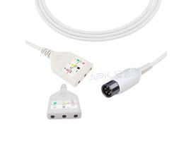 A3037-EK2D Mindray Datascope Compatible Din Type ECG câble de jonction 3-plomb AHA / IEC 6pin