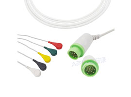 A5022-EC0 GE health> câble ECG à 5 fils en une seule pièce Compatible corométrie 10KΩ Snap, IEC 12pi