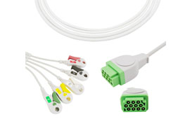 A5156-EC0 GE Marquette Compatible câble ECG à connexion directe pince à 5 fils, IEC 11pin