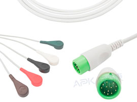 A500C-EC1 Comen Compatible une pièce 5 fils ECG câble Snap, AHA 12pin