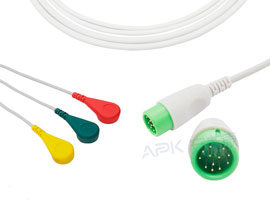 A300C-EC0 Comen Compatible une pièce 3-plomb ECG câble Snap, IEC 12pin