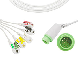 A5181-EC0 Biolight Compatible une seule pièce 5 fils ECG câble pince, IEC 12pin