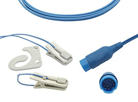 A0816-SR105PU Philips Compatible oreille-pince SpO2 capteur avec 300cm câble rond 12pin