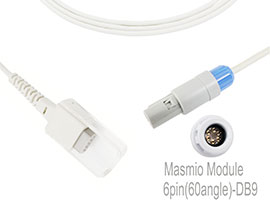 Câble adaptateur SpO2 Compatible Mindray A1318-C02 avec câble 240cm 6pin (angle 60)-DB9