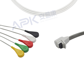 A41HEC05IK Mortara Compatible H3 ECG Holter câble 5 fils Snap, IEC