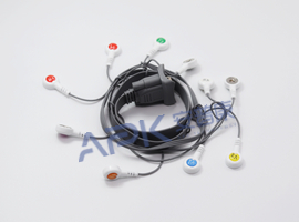 A64HEC10AK ECG Holter câble 10 fils Snap, AHA